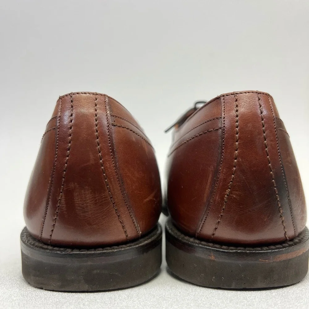 Johnston & Murphy Shoes Mens 10.5D Brown Leather Split Toe Derby Loafers Lace Up